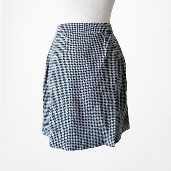 Vintage Y2K Jones New York Navy Blue Checkered Knit Knee Length Skirt Size S - Picture 4 of 6